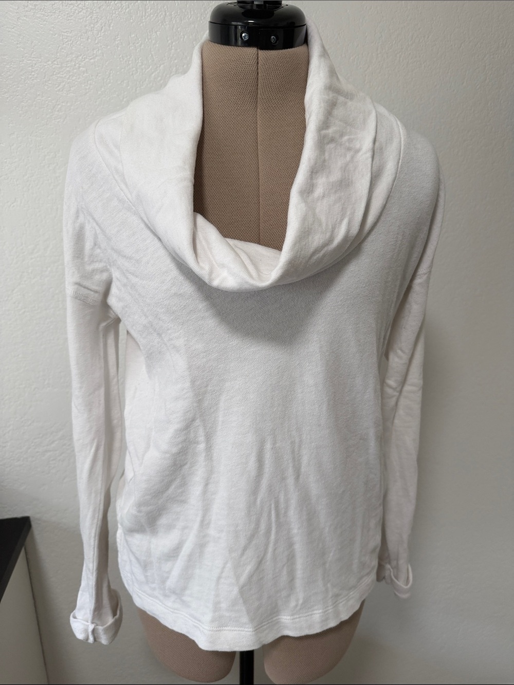 James Perse White Cowl Neck Long Sleeve Top